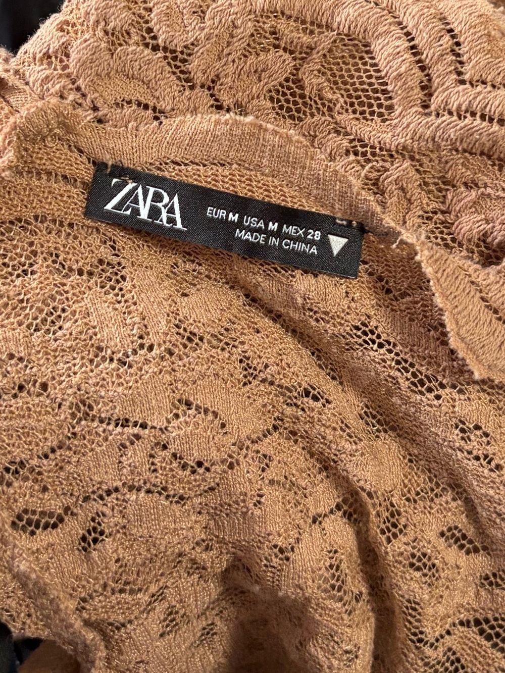 Lace V-Neck Long Sleeve Top - Tan - Picture 4 of 5